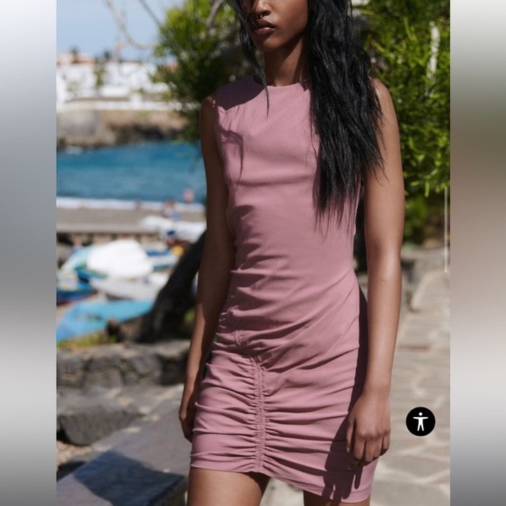 NWT OPEN BACK MINI DRESS PALE PINK MAUVE